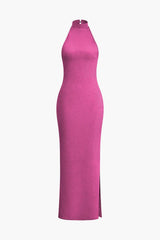 Luisa | Glitzerndes rückenfreies Neckholder-Abendkleid - glamouröse Verführung – Rosa