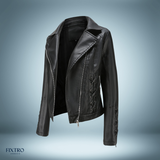 Exklusiv – lederjacke mit zöpfen – Schwarz