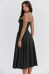Cheri - rückenfreies Midi-Sling-Kleid für Damen – Schwarz