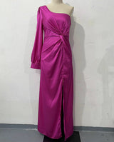 Helena - Elegantes One-Shoulder-Kleid mit Schlitz für Damen – Rosa 2