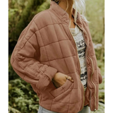 Damen Warme Reißverschluss Jacke – Braun