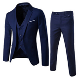 Herren Schlanke Passform Dreiteiliger Anzug – Blau