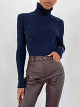 Klassischer Rollkragenpullover für Damen | Lässig – Königsblau