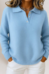 Lorie™ – Weicher Pullover mit Kragen – Blau