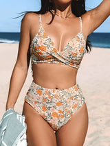 Leyla - Stilvoller hoch taillierter Bikini – Beige