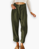 Damen Lässige Stoffhose | Bequeme Passform – Grün
