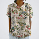 Sophia | Bedruckte Blumenbluse – Grau