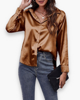 Damen Elegant Langärmelige Bluse | Festliche Blusen für Anlässe – Braun