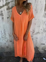 Rachel - Bequemes, locker sitzendes Kleid für Damen – Orange