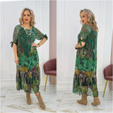 Eliska – Elegantes Maxikleid Mit Blumenmuster – Grün