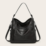 Damen Umhängetasche Vegan Leder – Elegante Schultertasche Groß – Schwarz