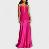 Vada - Off-Shoulder V-Neck Maxi Dress – Pink