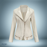 Elegante lederjacke – Weiß