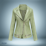 Elegante lederjacke – Grün