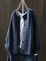 THE LORENZA | STRICKJACKE MIT ZOPFMUSTER – Marineblau