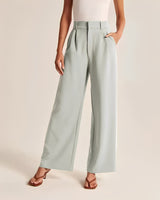 Ruth - Elegante Hose mit weitem Bein für Damen – Grün