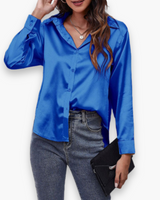 Damen Elegant Langärmelige Bluse | Festliche Blusen für Anlässe – Königsblau