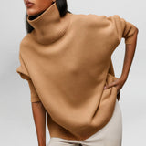 Stefanie™ | Strickpullover mit Rollkragen – Braun