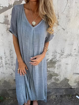 Rachel - Bequemes, locker sitzendes Kleid für Damen – Grau