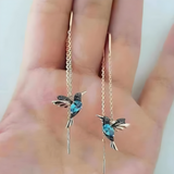 Arsenija – Ohrringe Mit Kolibri – Blau