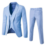 Herren Schlanke Passform Dreiteiliger Anzug – Hellblau