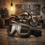 Alaric - Vintage-Motorradbrille – Retro Braun