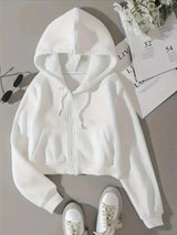 Melissa – kapuzenpullover mit geteiltem reißverschluss – Weiß