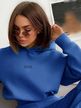 Emiziras – olso damen-zweiteiler-set bestehend aus kapuzenpullover und jogginghose – Königsblau