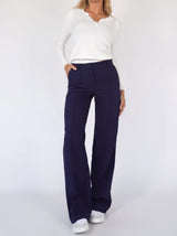 Damen Gerades Bein Chino Hose – Blau