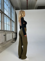 Damen High-Waist Hose mit geradem Bein – Eleganter Business Look – Grün