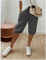 Marlene – Damen-Shorts aus Baumwollleinen – Dunkelgrau