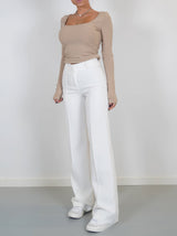Damenhose | Hohe Taille mit geraden Beinen – Weiß