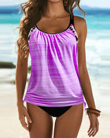 Frieda | Einfarbiger Tankini mit Leopardenmuster – Lila