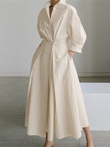 Henley | Drapiert Maxikleid – Beige