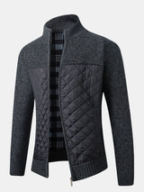 Herren Strickjacke | Karomuster und Frontverschluss – Schwarz