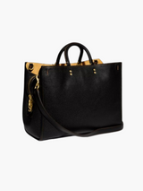 Klassische Leder Tasche mit Wildlederakzenten – Multifunktionale Damen- und Herrentasche für jeden Anlass – Schwarz