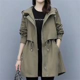 Trenchcoat Damen | Übergangszeit Mit Mittlerem Schnitt Und Kapuze – Khaki