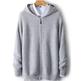 Strickjacke mit Kapuze Reißverschluss – Grau