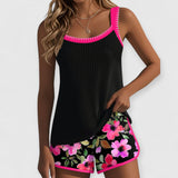 Isabelle | Bequemer Tankini mit Blumenmuster – Fuchsia