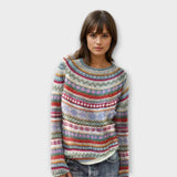 Elara | Retro-inspirierter gestreifter Pullover – Weiß