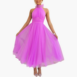 Elegantes Tüllkleid für Damen - Perfekt für festliche Anlässe – Dunkelrosa