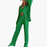 Eleganter Zweiteiler mit Plissee – Damen Sommer Outfit – Grün