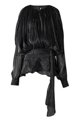Rosella - Plissiertes Minikleid mit Rüschen – Schwarz