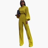 Eleganter Damen Jumpsuit - Bequemer Stil mit halbem Kragen – Gelb