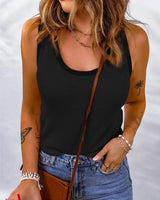 Vielseitiges Damen Tanktop – Weiches Stretch Top für Alltag & Freizeit – Schwarz