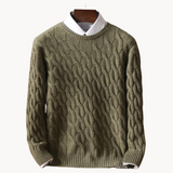 Juno - luxuriöser, weicher herrenpullover aus merinowolle – Grüner Tee