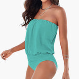Eleganter Bandeau-Badeanzug - Damen Bademode für den Sommer – Grün