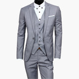 Herrenanzug dreiteilig slim fit für alle Jahreszeiten – Grau