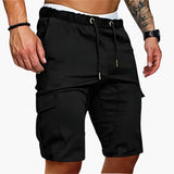 Herren Cargo Shorts mit Taschen und elastischem Bund für Sommer – Schwarz
