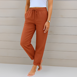 Audrey - Bequeme Hosen mit Kordel – Rot